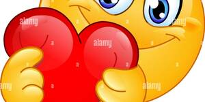Happy emoji emoticon hugging a red heart 2bxxhwc