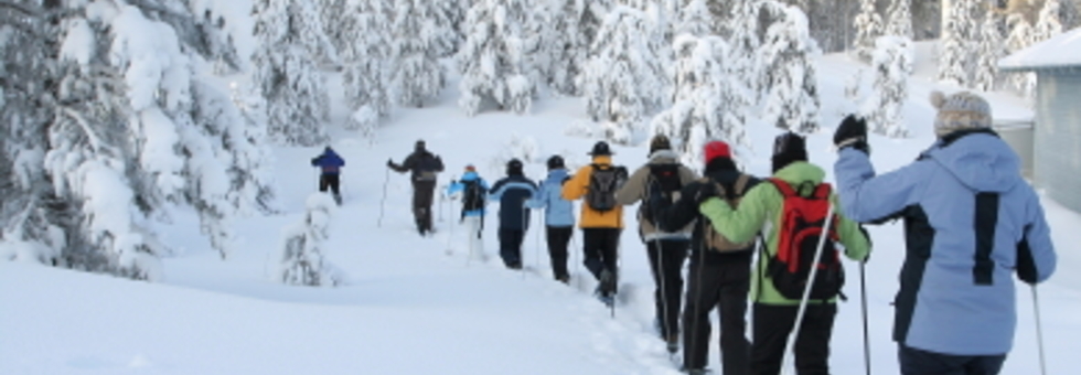 Ciaspolata di gruppo sulla neve