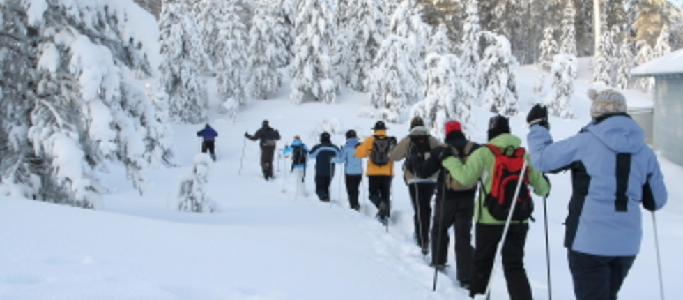 Ciaspolata di gruppo sulla neve