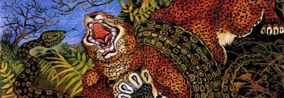 Antonio ligabue leopardo con serpente 1952