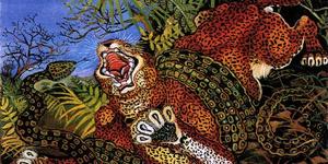 Antonio ligabue leopardo con serpente 1952